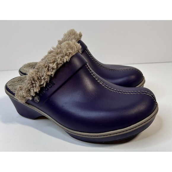 Crocs Cobbler Eva Clogs Mules 11 Mushroom Faux Fur Lined Slip On Comfort - Picture 1 of 8